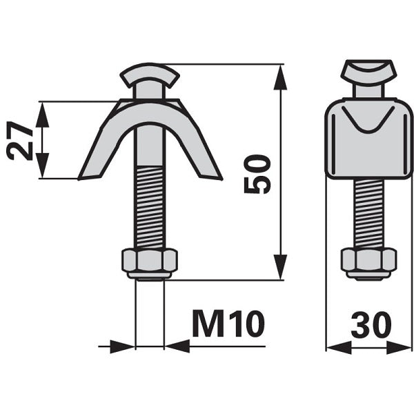 Zinkenhalter MKW10.01.121 - MKW10.01.099 - M10 x 50 mm - zu Reform – Zinken Ersatzteil