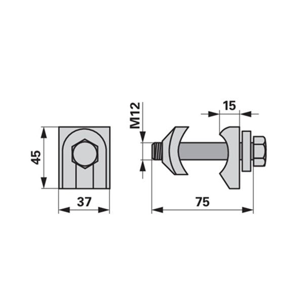 Zinkenhalter 57530300 - 57530301 - M12 x 75 mm - zu Kuhn – Grubber Halter Ersatzteil