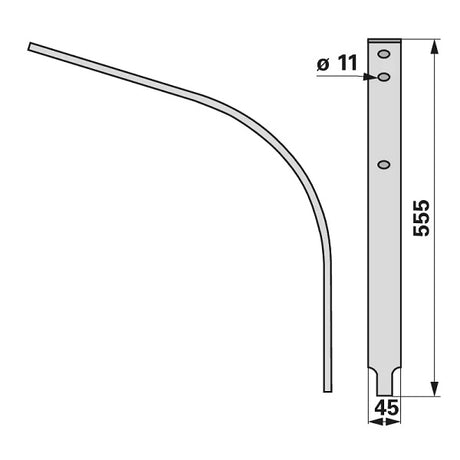 Zwischenfeder - Länge 555 mm – Striegel Federn Ersatzteil