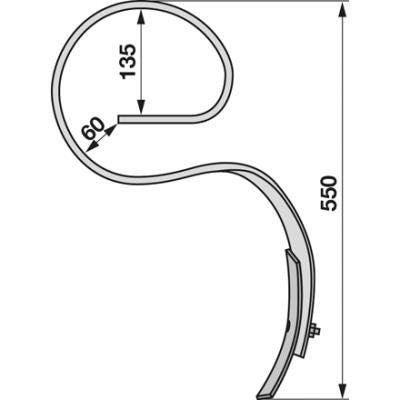 Kultureggenzinke komplett - Länge: 550 mm - Materialstärke: 45 x 10 mm – Egge Ersatzteil