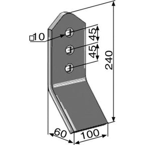 Normalschar - Länge: 240 mm - Lochabstand: 45 mm – Grubber Schare Ersatzteil