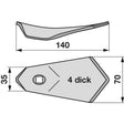 Breitschar 70x4mm zu Kultivatorzinke – Grubber Schare Ersatzteil