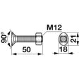 Planetenschraube M12x50 mit Mutter 10 Stück - Variante 1 – Schrauben Ersatzteil