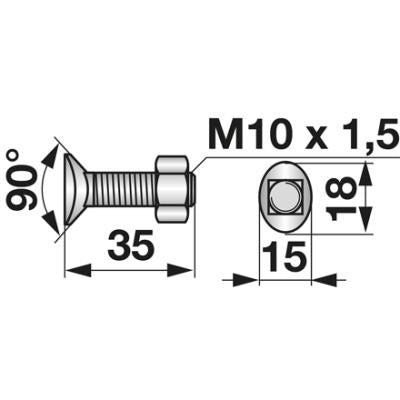 Planetenschraube M10x35 mit Mutter zu Doublet - Record 10 Stück – Schrauben Ersatzteil