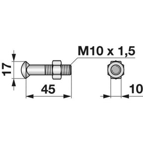 Scharschraube M10x45 mit Mutter zu Hatzenbichler 10 Stück – Schrauben Ersatzteil
