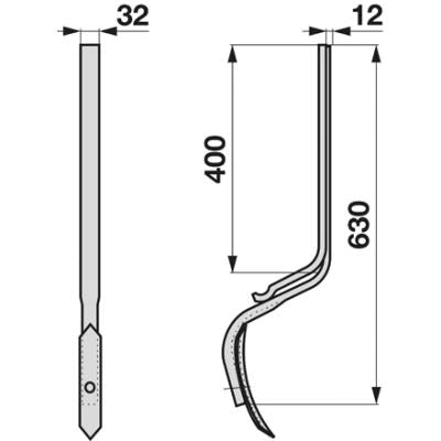 Spurlockererzinke komplett 32x12mm zu Hassia, Isaria und Lemken – Saattechnik Ersatzteil