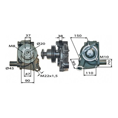 Wasserpumpe 161100060017 mit Schlitz zu Steyr