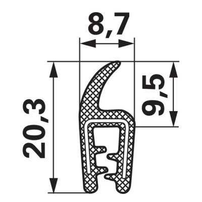 Kanntenschutz mit Moosgummi Dichtungsprofil - Klemmbereich 1-2 mm 