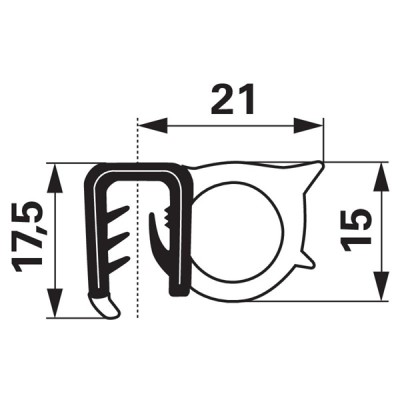 Kanntenschutz mit Moosgummi Dichtungsprofil - Klemmbereich 5-6 mm