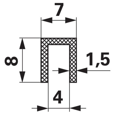 Gummi-U-Profil Klemmbereich 4 mm