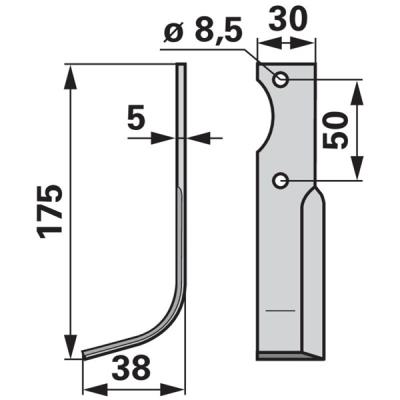 Bogenmesser links zu Adriatica 30 x 5 mm