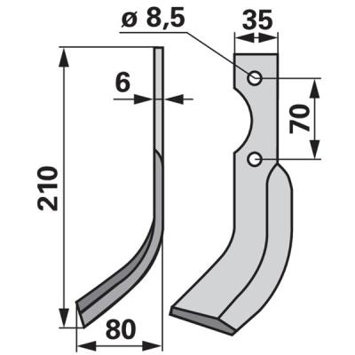 Bogenmesser links zu Adriatica 35 x 6 mm
