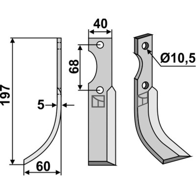 Bogenmesser links zu Benassi 40 x 5