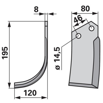 Bogenmesser links zu Dondi 80 x 8