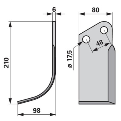 Bogenmesser links zu Proland-Agromex 80 x 6