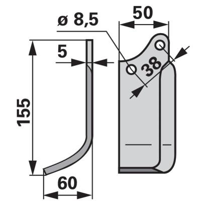 Bogenmesser links zu Tielbürger KB-001-007