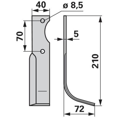 Bogenmesser rechts HP8-10 zu Adriatica 40 x 5 mm