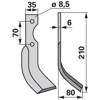 Bogenmesser rechts zu Adriatica 35 x 6 mm