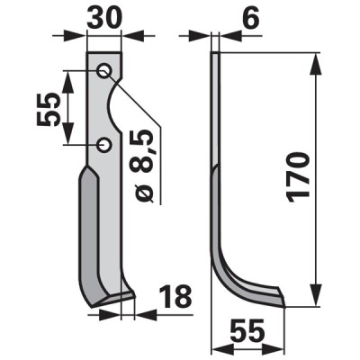 Bogenmesser rechts zu BCS 30 x 6