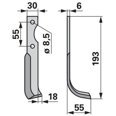 Bogenmesser rechts zu BCS 30 x 6