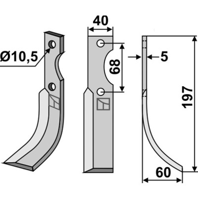Bogenmesser rechts zu Benassi 40 x 5