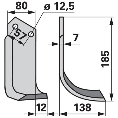 Bogenmesser rechts zu Breviglieri 0040105D