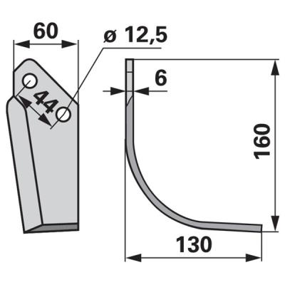 Bogenmesser rechts zu Carraro 60 x 6