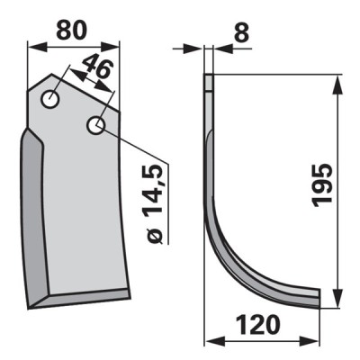 Bogenmesser rechts zu Dondi 80 x 8
