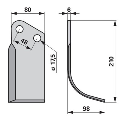 Bogenmesser rechts zu Proland-Agromex 80 x 6