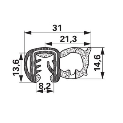 Dichtungsprofil/Gummiklemmprofil mit Kleber - Klemmbereich 5-6 mm 
