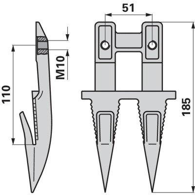 Reform Doppelfinger schmale Lappen, grob gezahnt 110.421.339