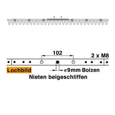 Mähmesser (Obermesser) 142 cm Esm 251.0280 mit 28 Klingenspitzen