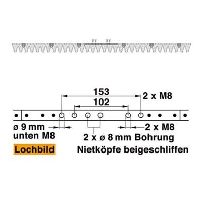 Mähmesser (Obermesser) 162 cm Esm 251.0600 mit 32 Klingenspitzen