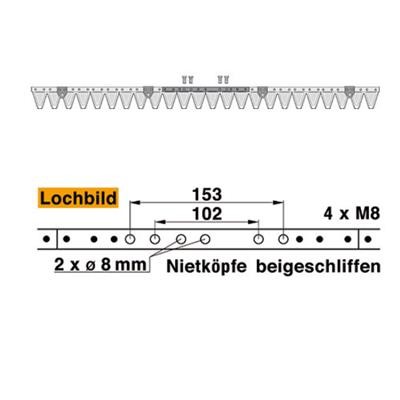 Mähmesser (Obermesser) 122 cm Esm 251.0810 mit 24 Klingenspitzen