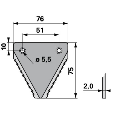 Messerklinge Esm DIN75 Finger- und Freischnittfingerbalken