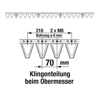 Obermesser 135 cm Esm 262.6210 mit 20 Klingenspitzen  