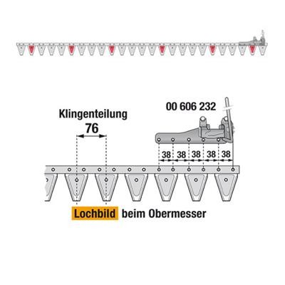 Obermesser 200 cm Esm 262.6715 mit 25 Klingenspitzen