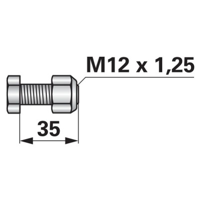 Frässchraube mit Sicherungsmuttern M12x1,5x35