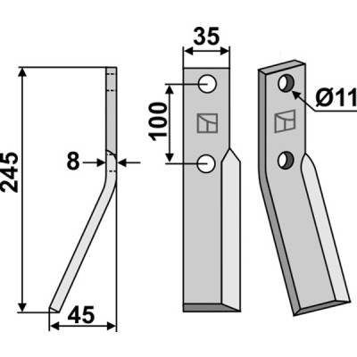 Fräsmesser links zu Berti 35 x 8