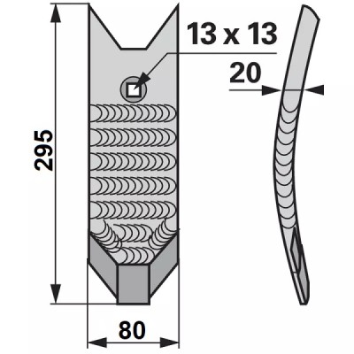 Scharspitze hartmetallbestückt - Arbeitsbreite 80 mm