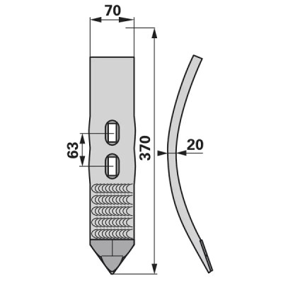 Grubberschar hartmetallbestückt - Arbeitsbreite 70 mm