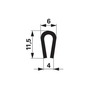 Gummi-U-Profil Klemmbereich 4 mm