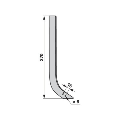 Hackscharstiel gerade, 370 mm, Lochabstad 16 mm, Winkel 30 Grad