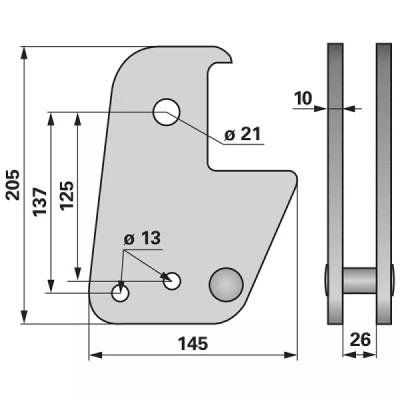 Halter für Schwergrubberstiel - Rahmen 80x80 mm - Lochdurchmesser 21 mm