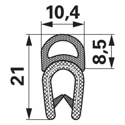 Kanntenschutz mit Moosgummi Dichtungsprofil - Klemmbereich 1-4 mm