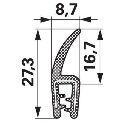 Kanntenschutz mit Moosgummi Dichtungsprofil - Klemmbereich 1-3 mm