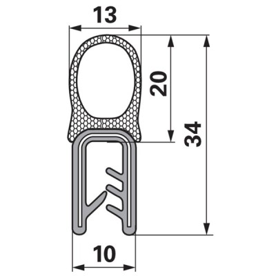 Kanntenschutz mit Moosgummi Dichtungsprofil - Klemmbereich 2-4 mm