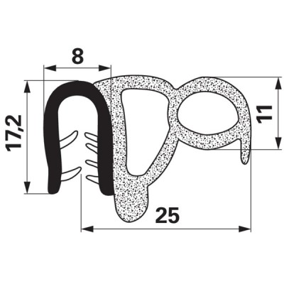 Kanntenschutz mit Moosgummi Dichtungsprofil - Klemmbereich 2,5-4 mm