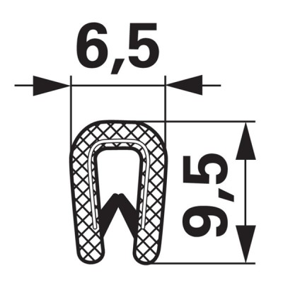 Kantenschutzprofil aus PVC mit Metalleinlage - Klemmbereich 1-2 mm