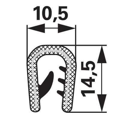 Kantenschutzprofil aus PVC mit Metalleinlage - Klemmbereich 2-5 mm